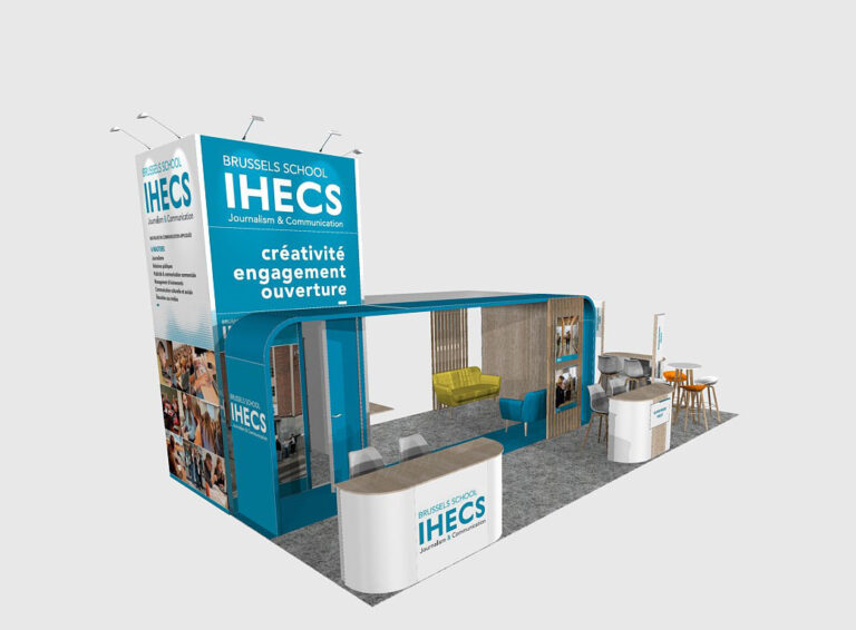Plan 3D stand IHECS salon SIEP Bruxelles 2024